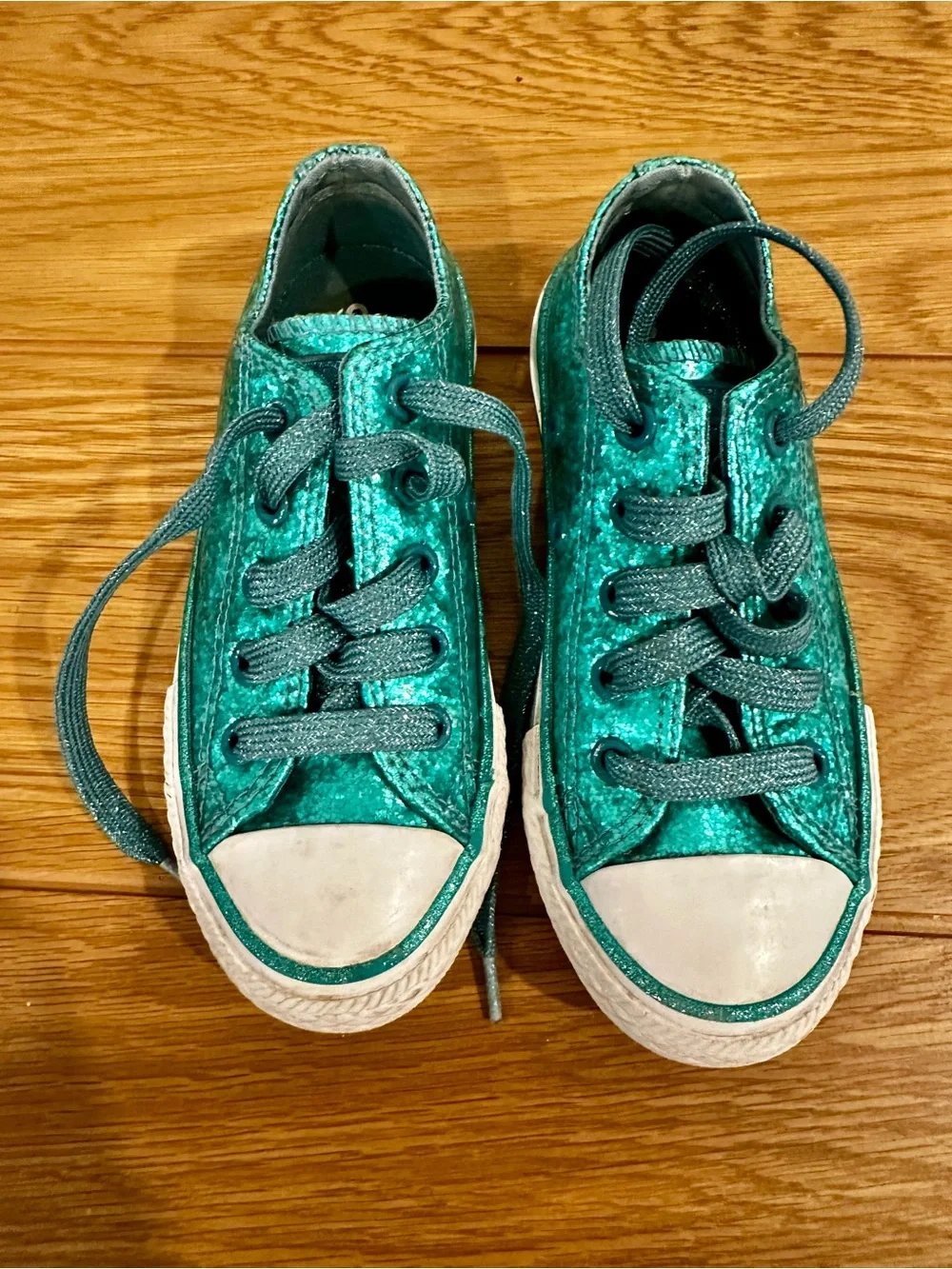 Converse Kids Metallic Teal Low-Top Sneakers